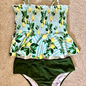 Cupshe Lemon Ruffle Tankini